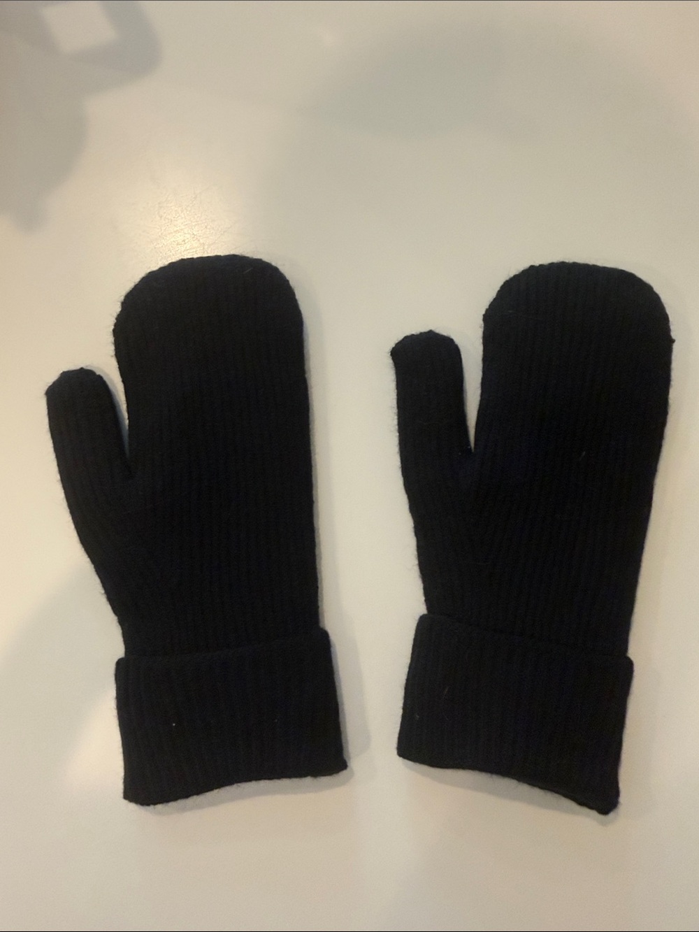 Men's Black Knit Mittens - Warm Winter Mittens